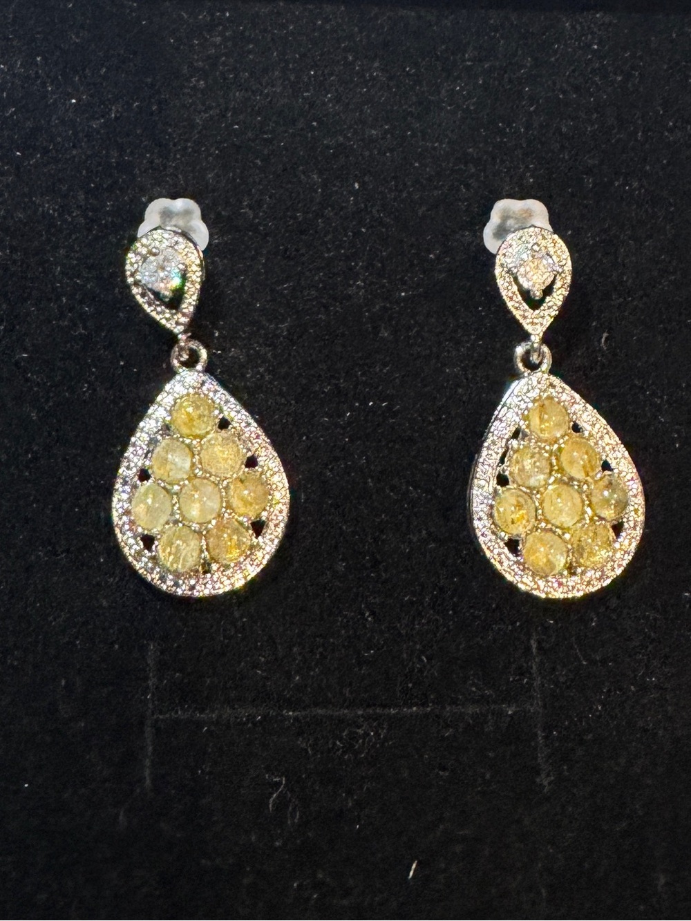 925 Gold Rutilated gem Crystal Drop Earrings - Women's Jewelry